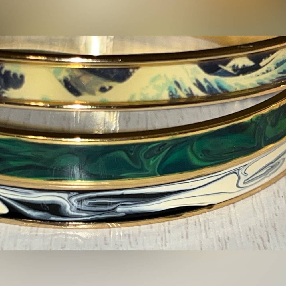 Erwin Pearl 22k Gold-plated Hand painted 5 Bangles